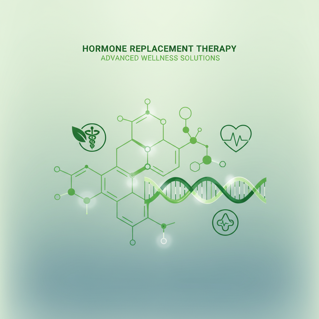 make a square image for the services of hormone replacement therapy no humans green accents